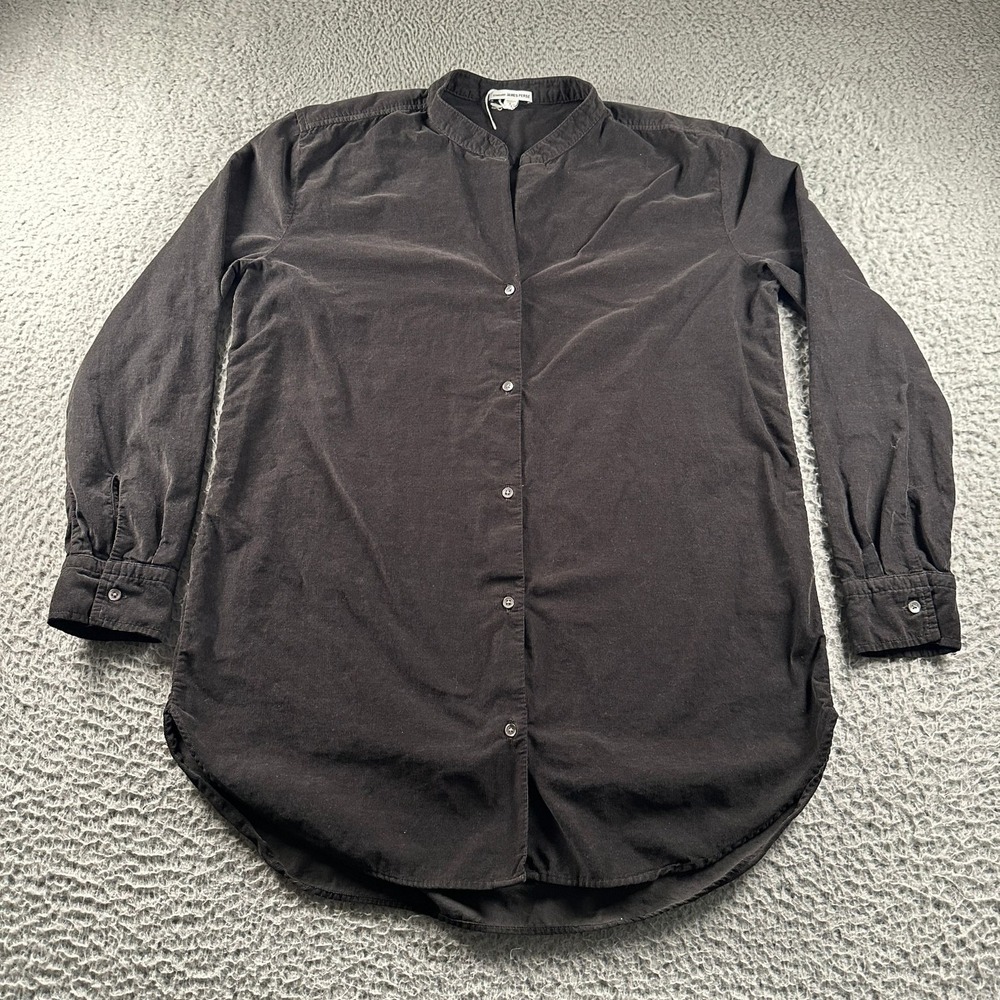 James Perse Corduroy Tunic Shirt Womens 3 Black Long Sleeve Button Front Cotton